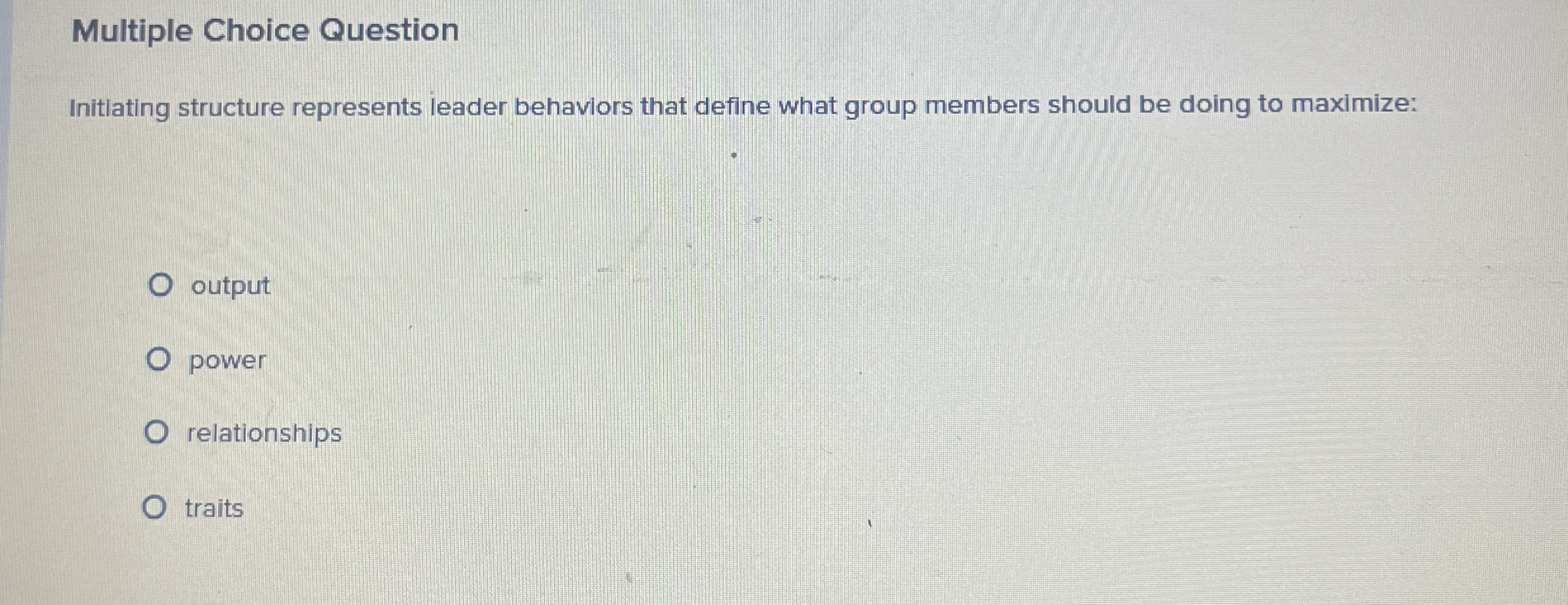 Multiple Choice Question Initlating structure