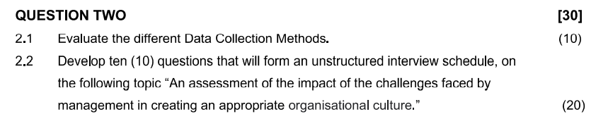 QUESTION TWO [30] (10) 2.1 2.2 Evaluate the