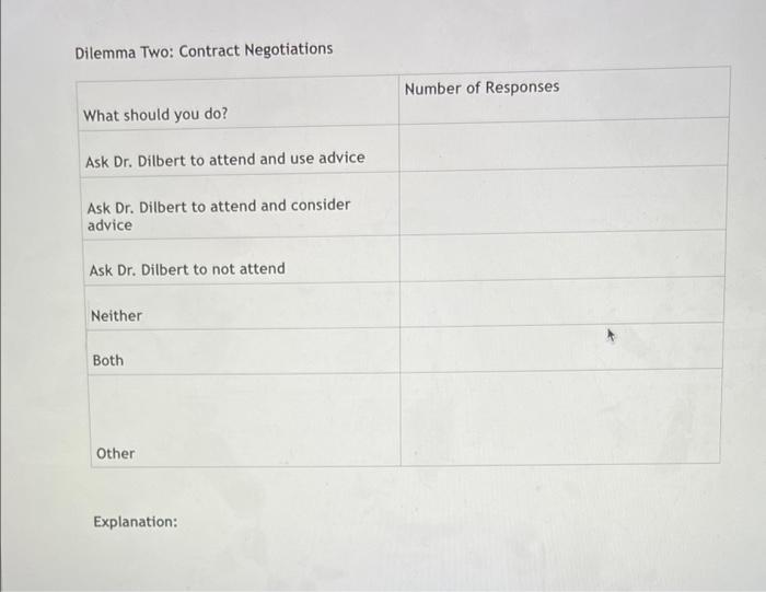 Dilemma Two: Contract Negotiations Number of
