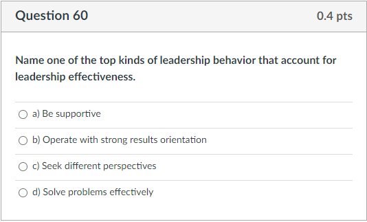 Question 51 0.42 pts Linder Hersey - CEO of