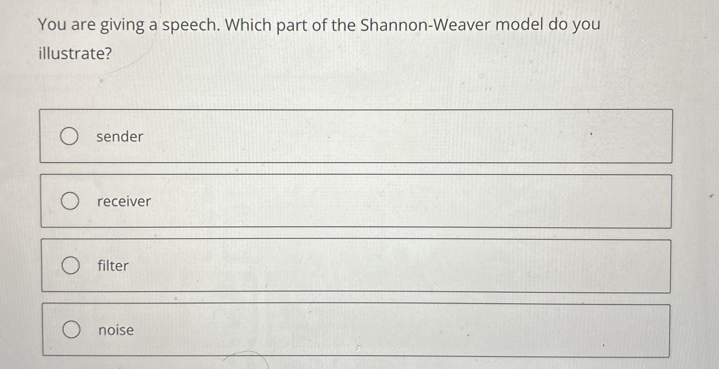 You are giving a speech. Which part of the