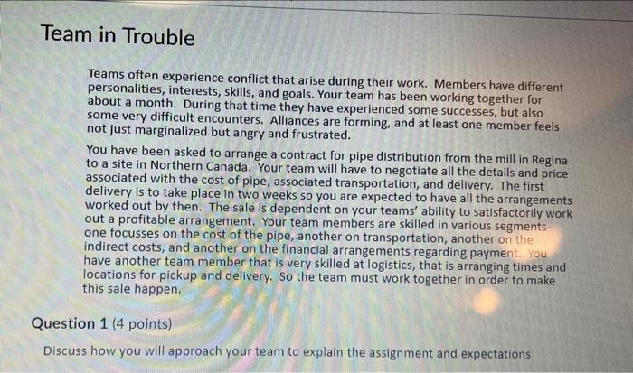 Team in Trouble Teams often experience conflict
