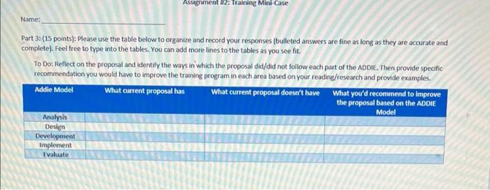 Part 2. Read the following scenario: The Scenario