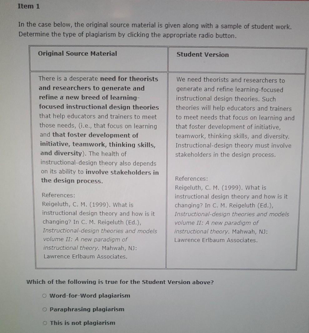 1. 2. 3. Item 1 In the case below, the original