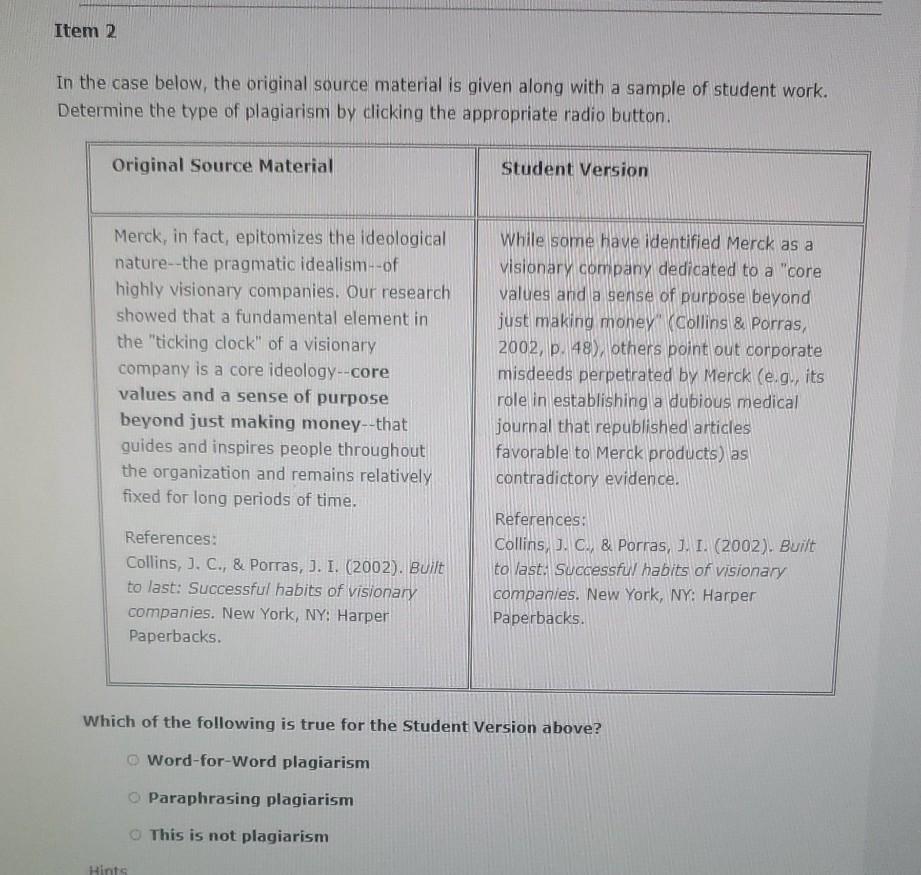 1. 2. 3. Item 1 In the case below, the original