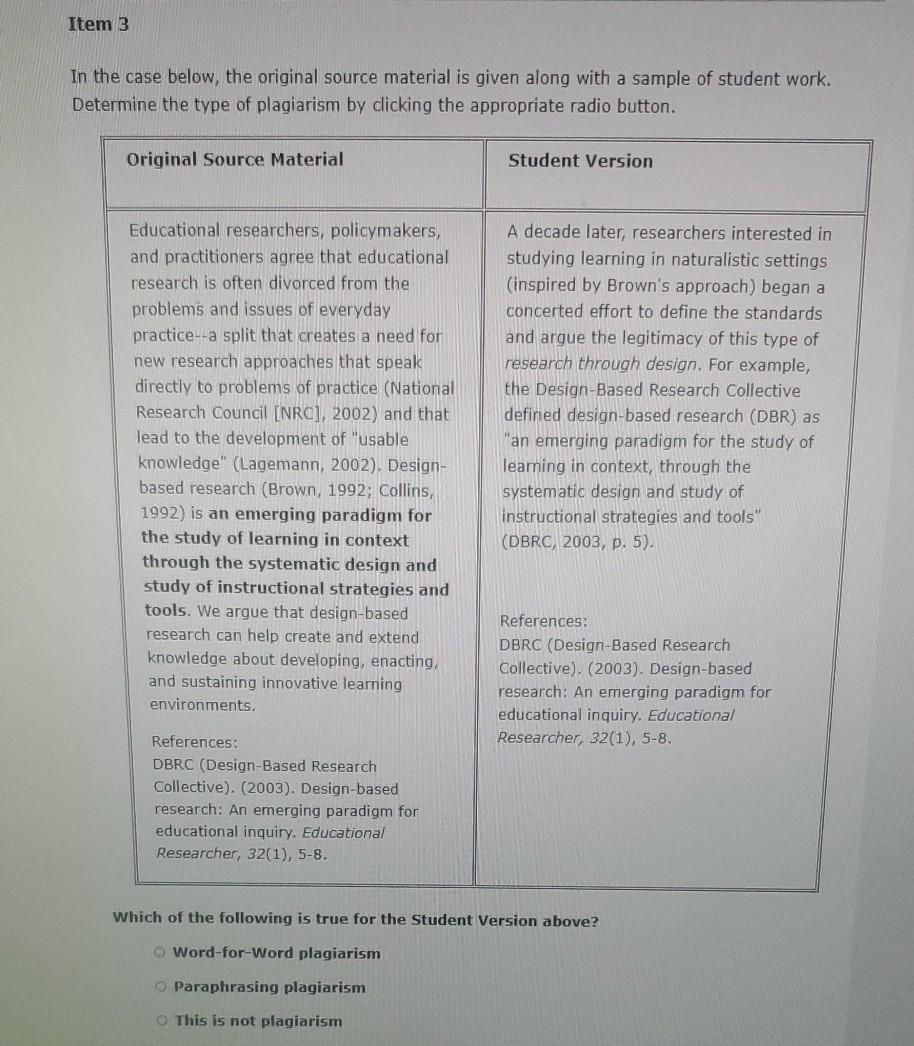 1. 2. 3. Item 1 In the case below, the original