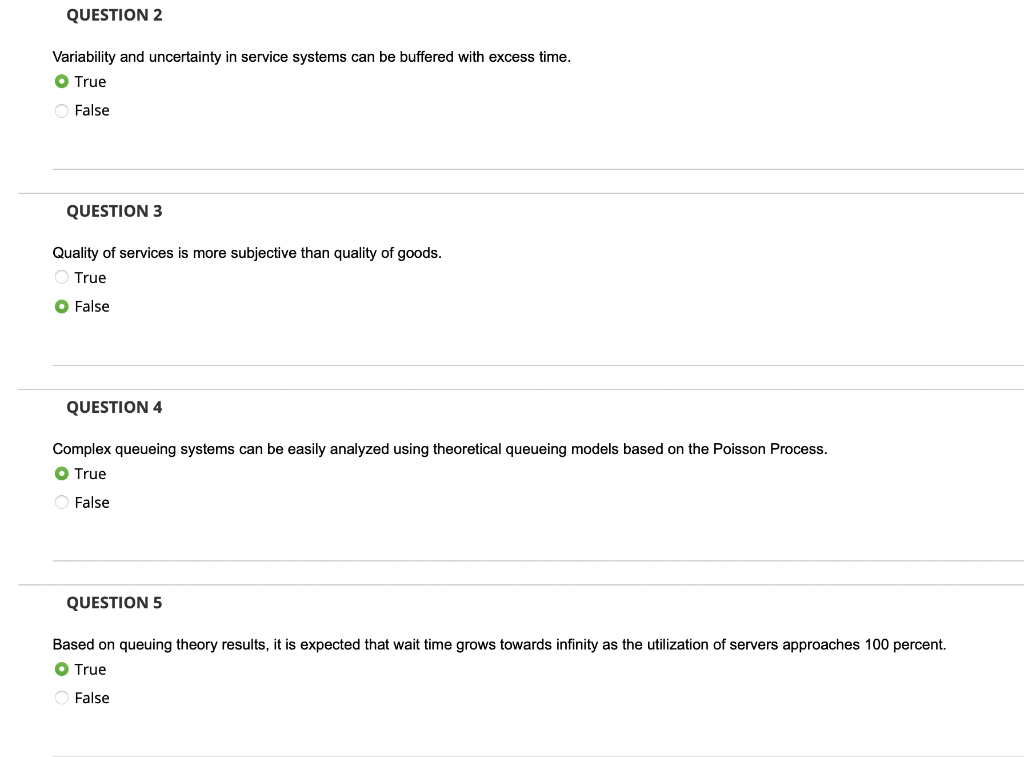 QUESTION 2 Variability and uncertainty in service