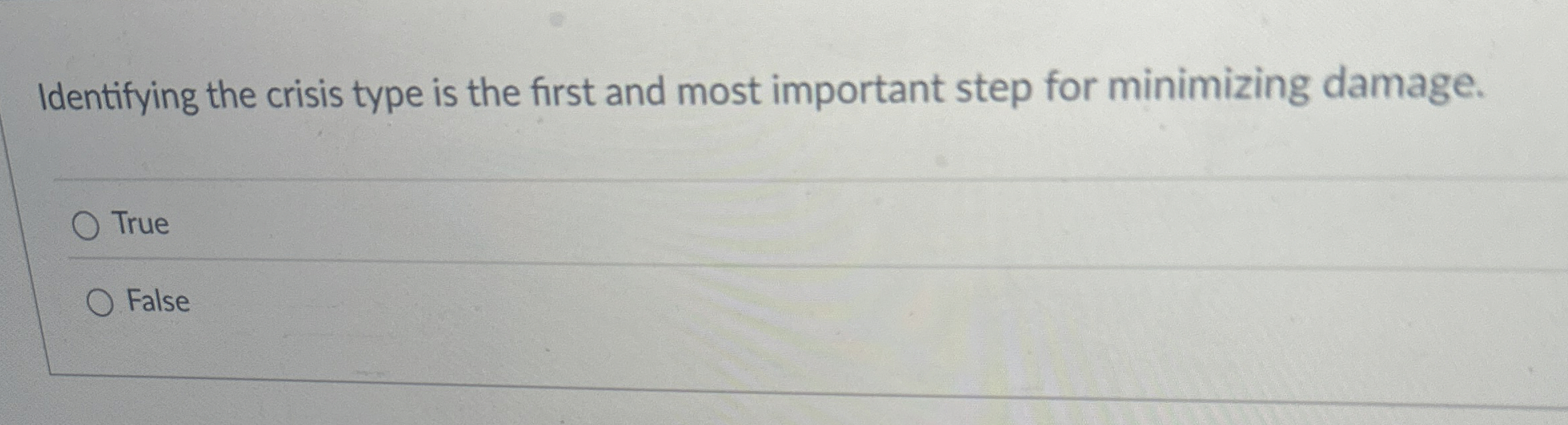 Identifying the crisis type is the first and most