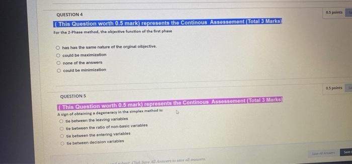 0.5 points QUESTION 4 (This Question worth 0.5