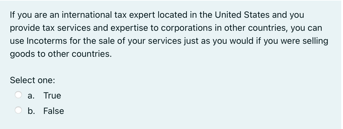 Cabotage allows for which example. Select one: a.