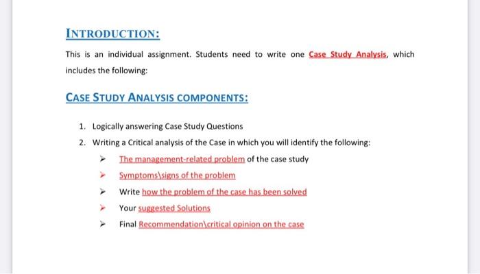 INTRODUCTION: This is an individual assignment.