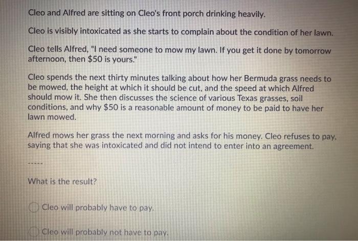 PLEASE EXPLAIN :) Cleo and Alfred are sitting on