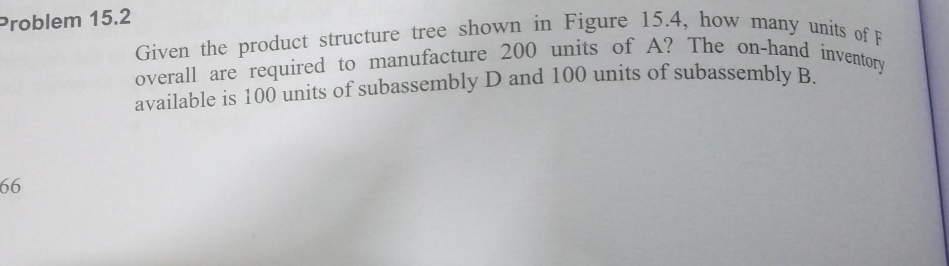 Problem 15.2 Given the product structure tree