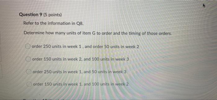 answer 9 only please Question 8 (5 points)