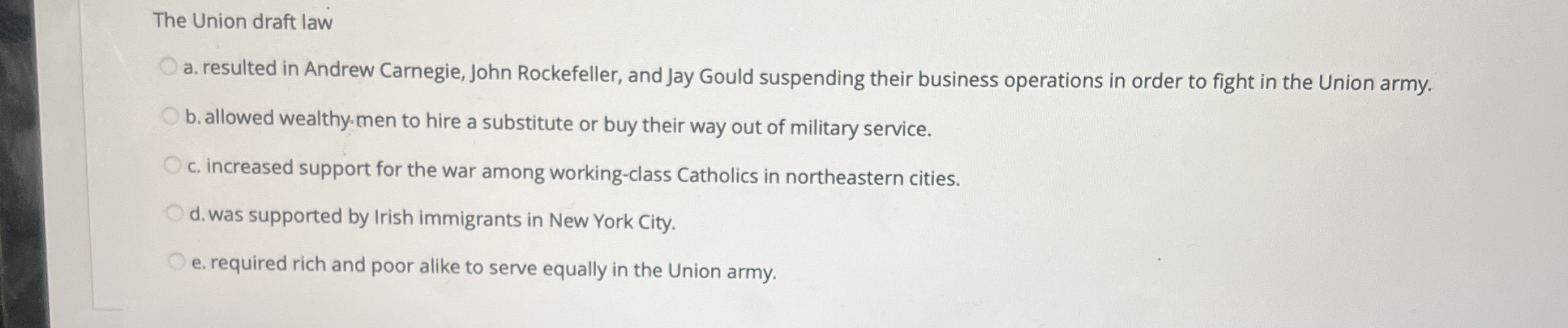 The Union draft law a . resulted in Andrew