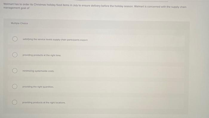Wolmart has to order its Christmas holiday food