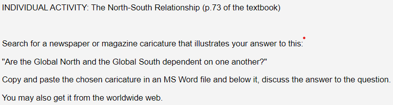 INDIVIDUAL ACTIVITY: The North-South Relationship