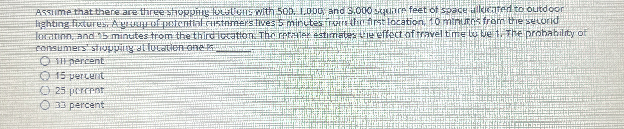 Assume that there are three shopping locations