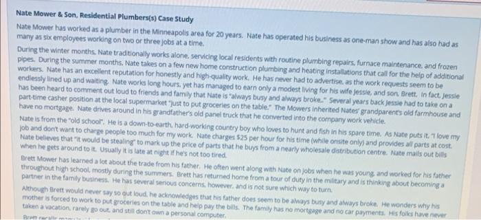 Nate Mower & Son, Residential Plumbers(s) Case