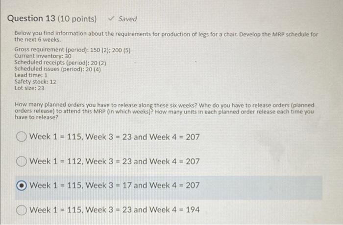 Question 13 (10 points) Saved Below you find