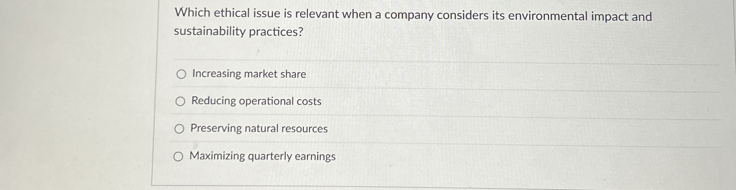 Which ethical issue is relevant when a company
