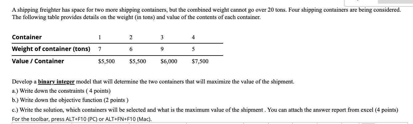 A shipping freighter has space for two more