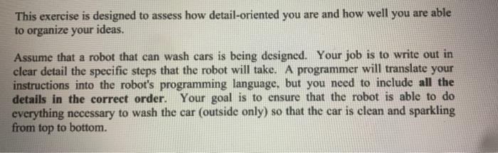 This exercise is designed to assess how