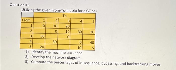 4 5 O Question #3 Utilizing the given