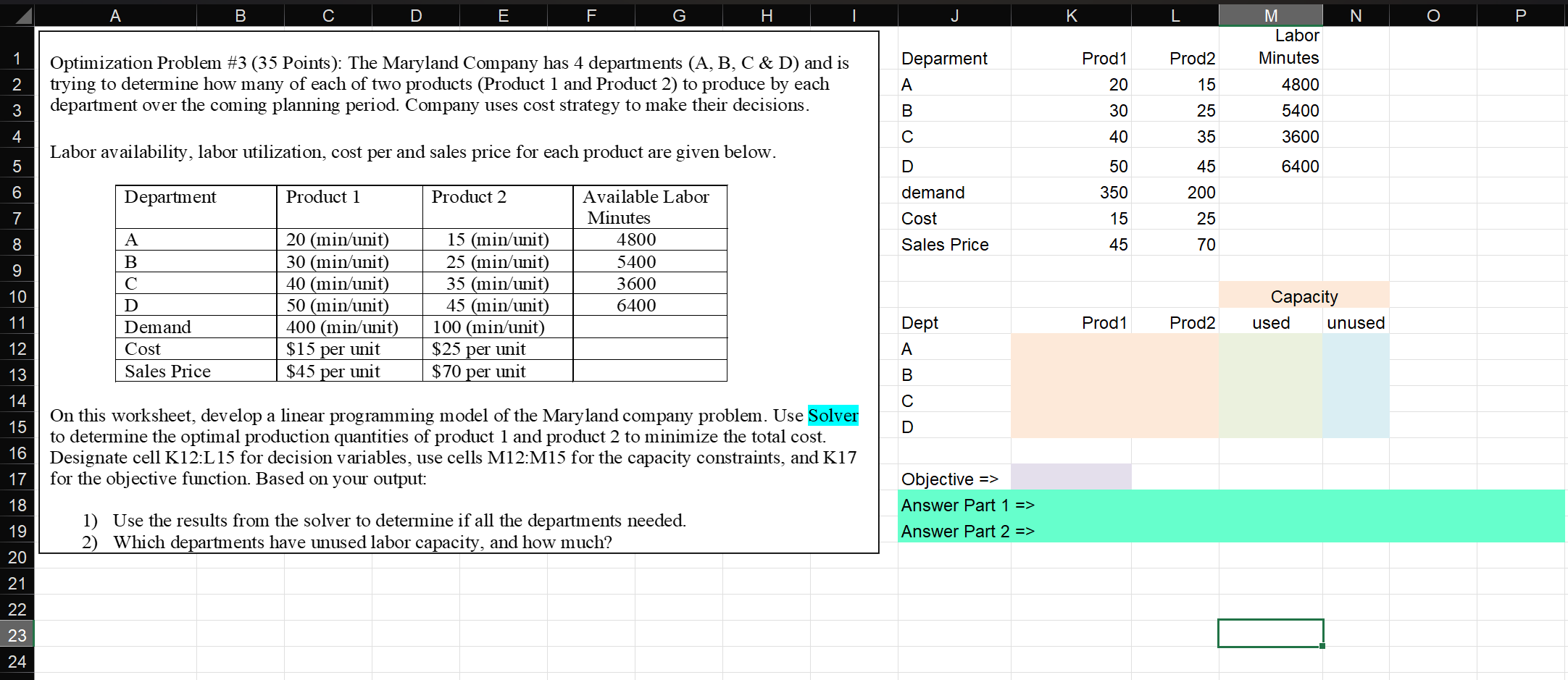 Optimization Problem # 3 ( 3 5 Points ) : The