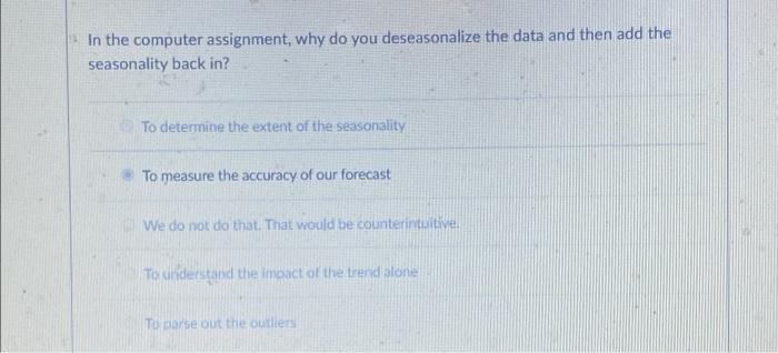 In the computer assignment, why do you