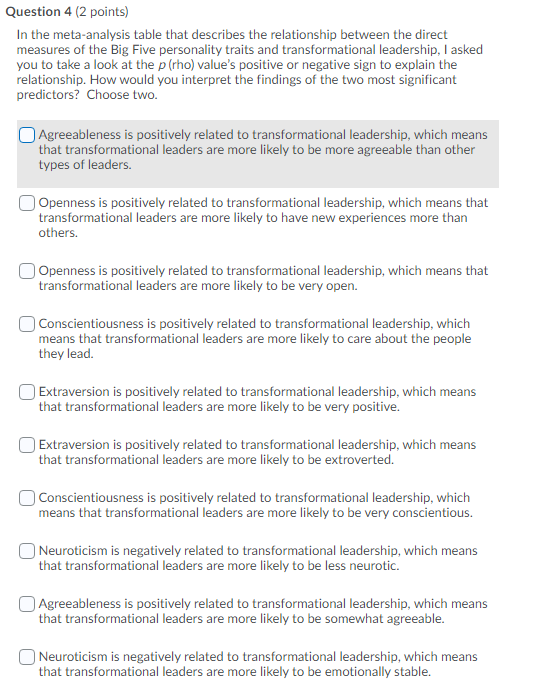 Question 4 (2 points) In the meta-analysis table