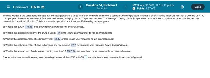 Homework: HW 8: IM Question 14. Problem 1... HW
