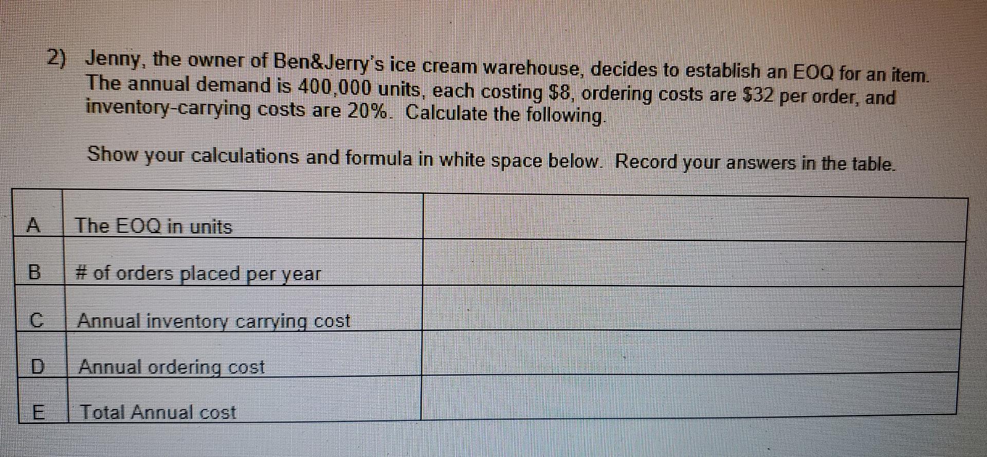 calculations and formula must be shown 1) Amazon