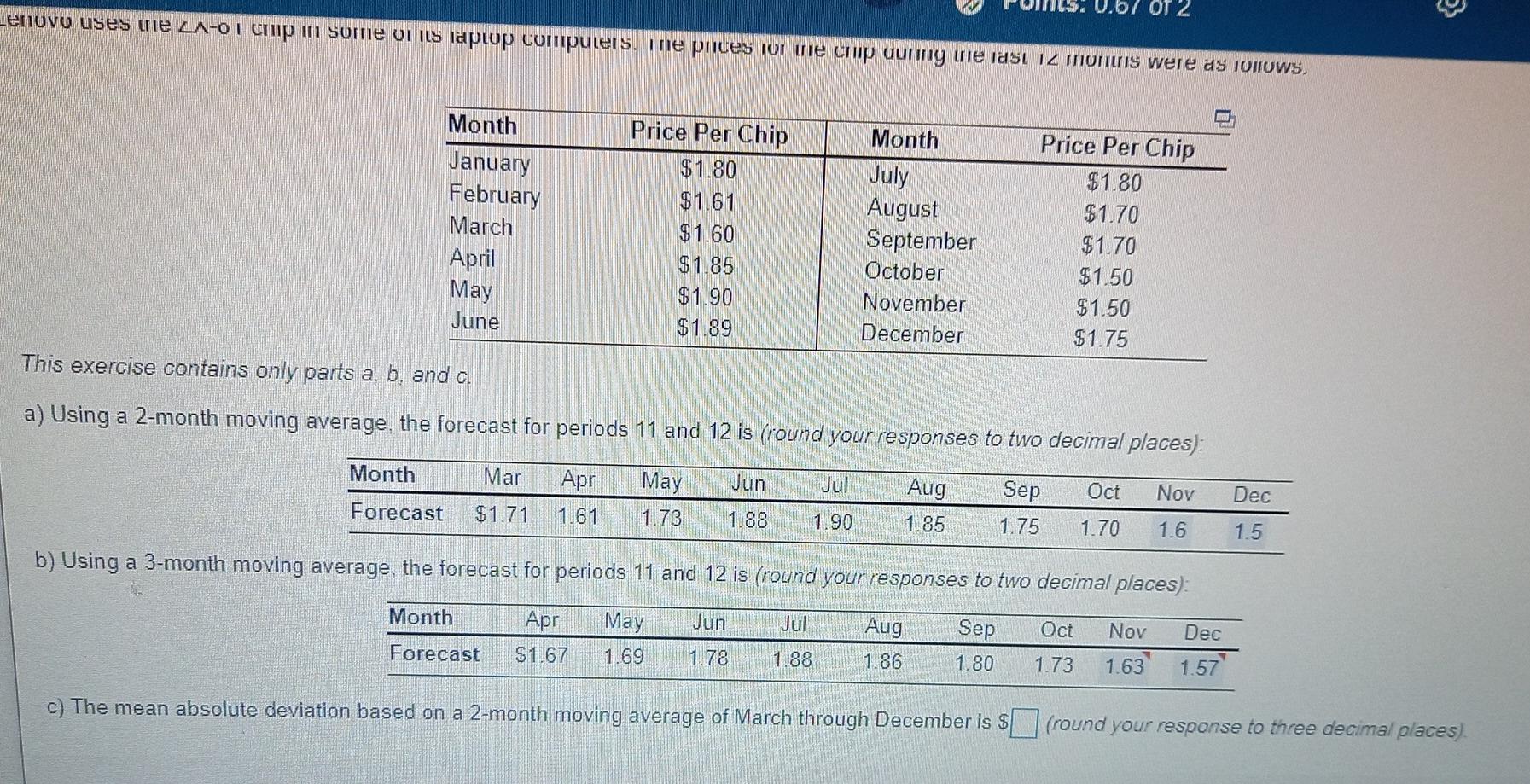 I need a professional answer for part c 0.67 OT 2
