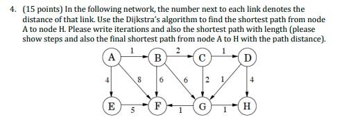 4. (15 points) In the following network, the