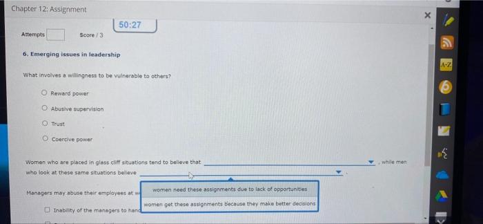 Attempts Score/3 6. Emerging issues in leadership