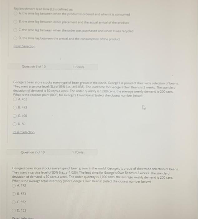 5,6,7 Replenishment lead time is defined Atheme