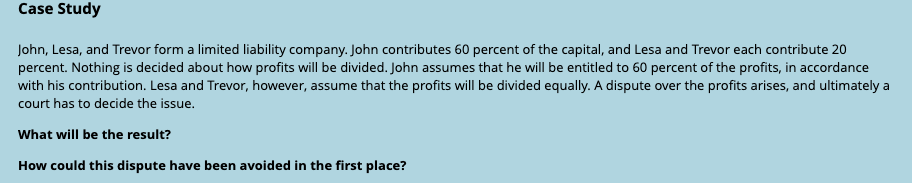 Read the case study above. Answers to the case