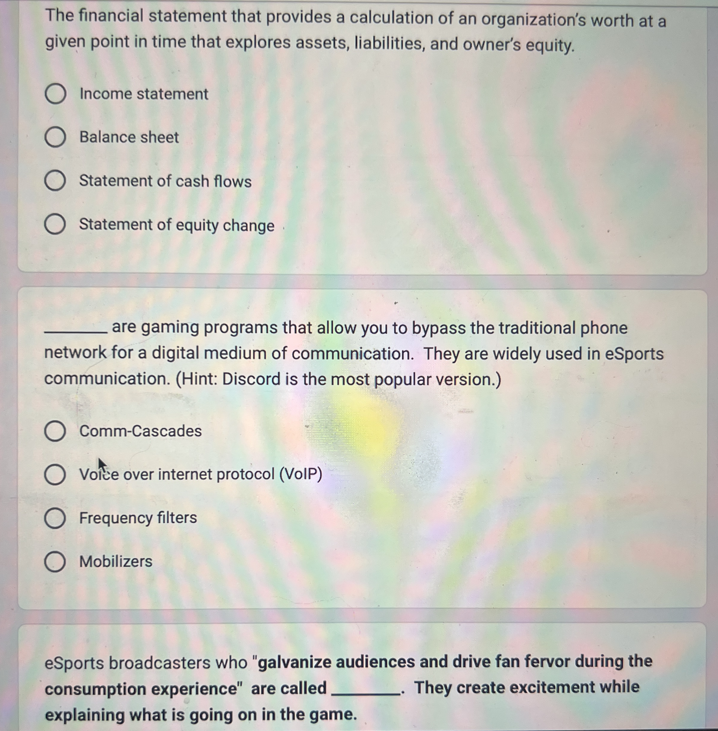 The financial statement that provides a