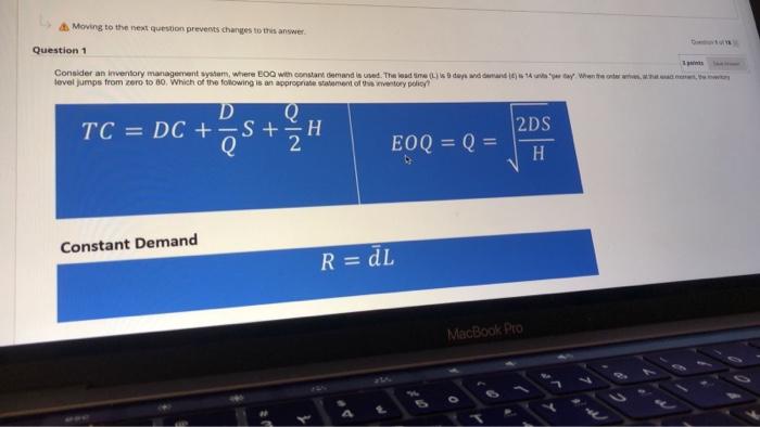 Moving to the next question prevents changes to