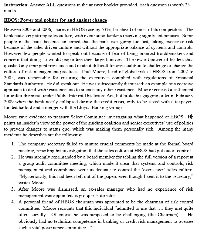 Instruction: Answer ALL questions in the answer