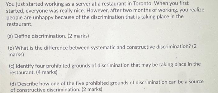 You just started working as a server at a