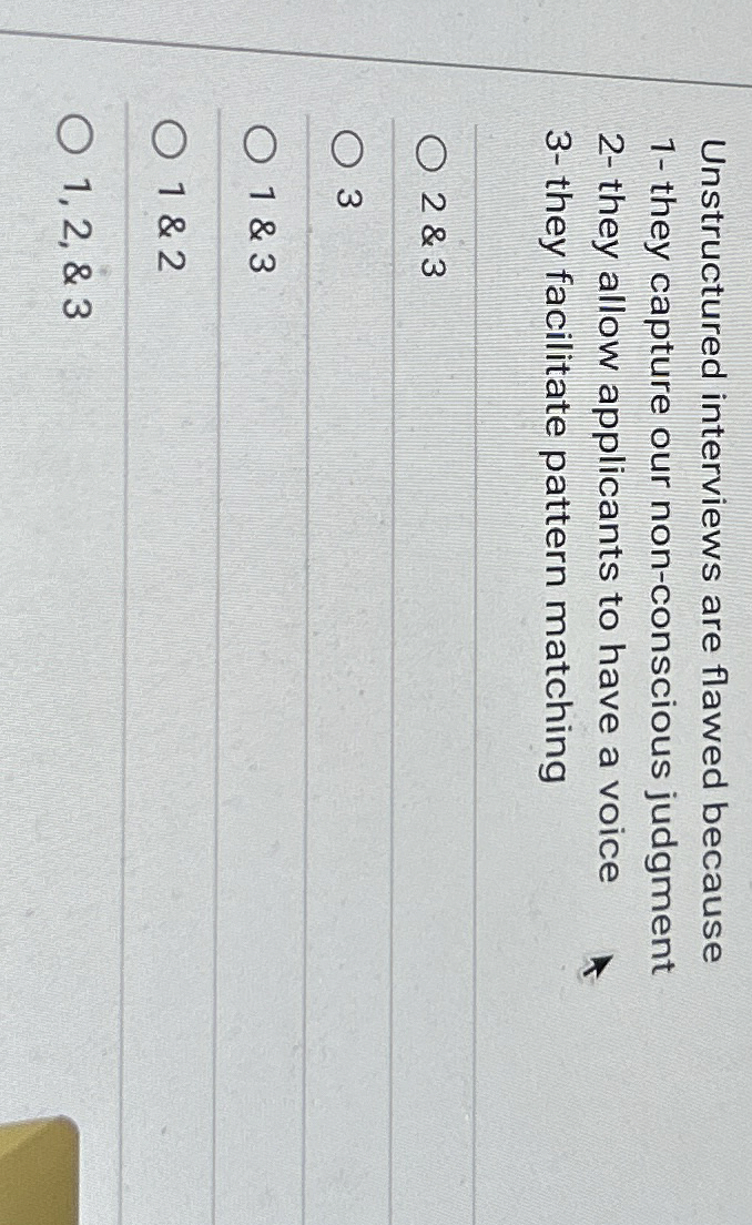 Unstructured interviews are flawed because 1 -