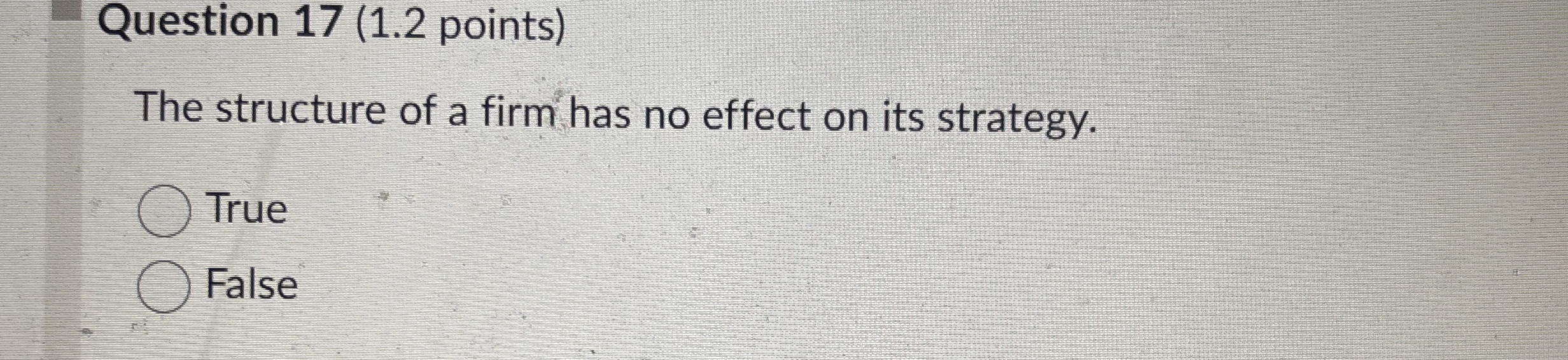 Question 1 7 ( 1 . 2 points ) The structure of a