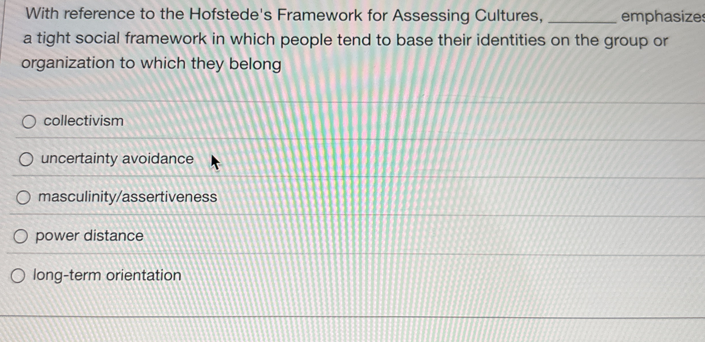 With reference to the Hofstede's Framework for