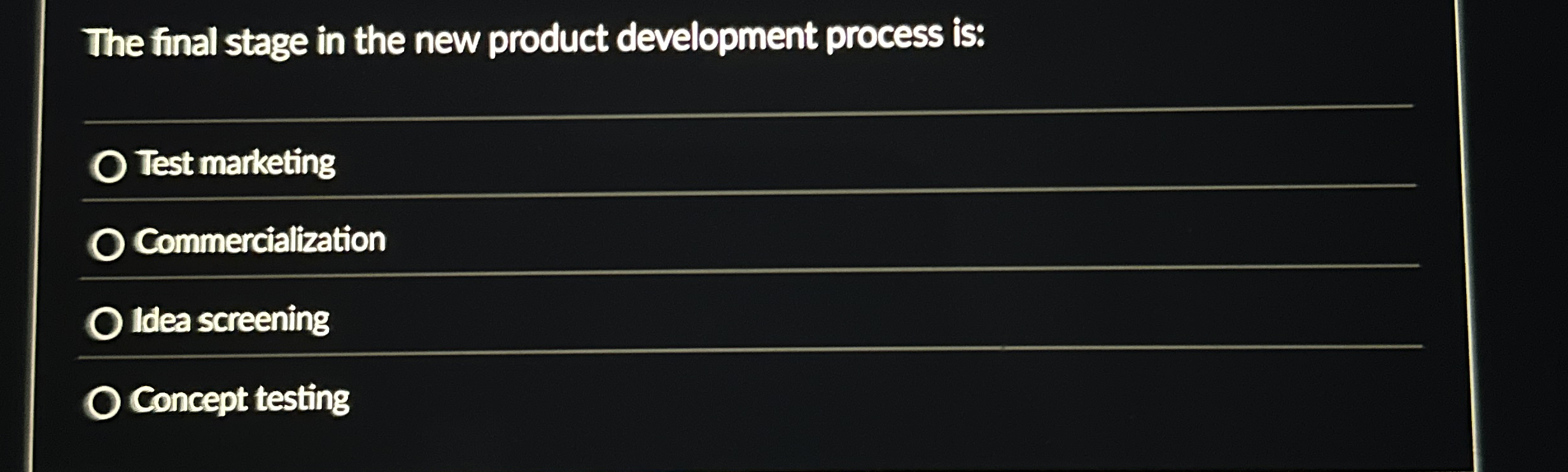 The final stage in the new product development