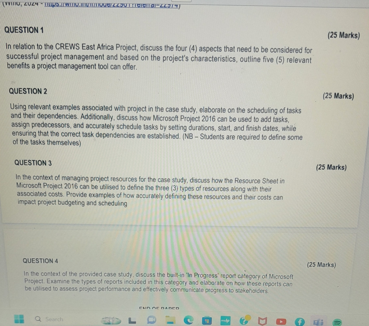 QUESTION 1 ( 2 5 Marks ) In relation to the CREWS