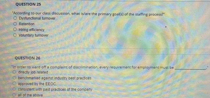 QUESTION 23 The extent to which performance on