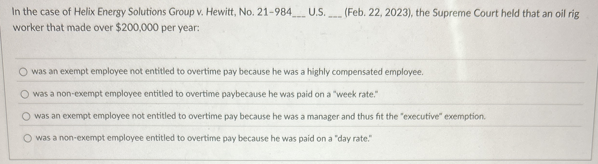 In the case of Helix Energy Solutions Group v .
