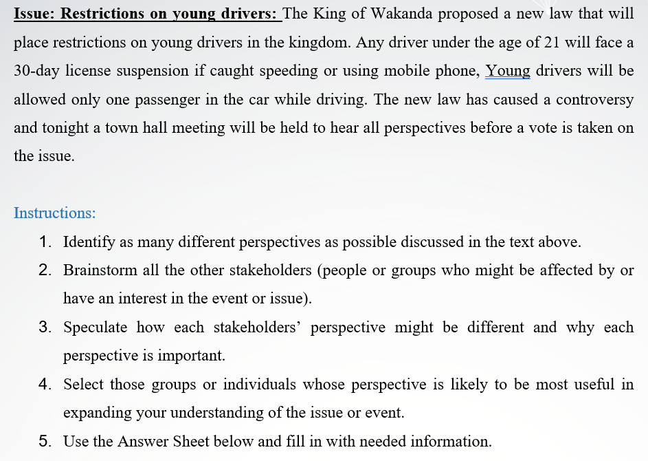 please answer the tables and don't copy anything